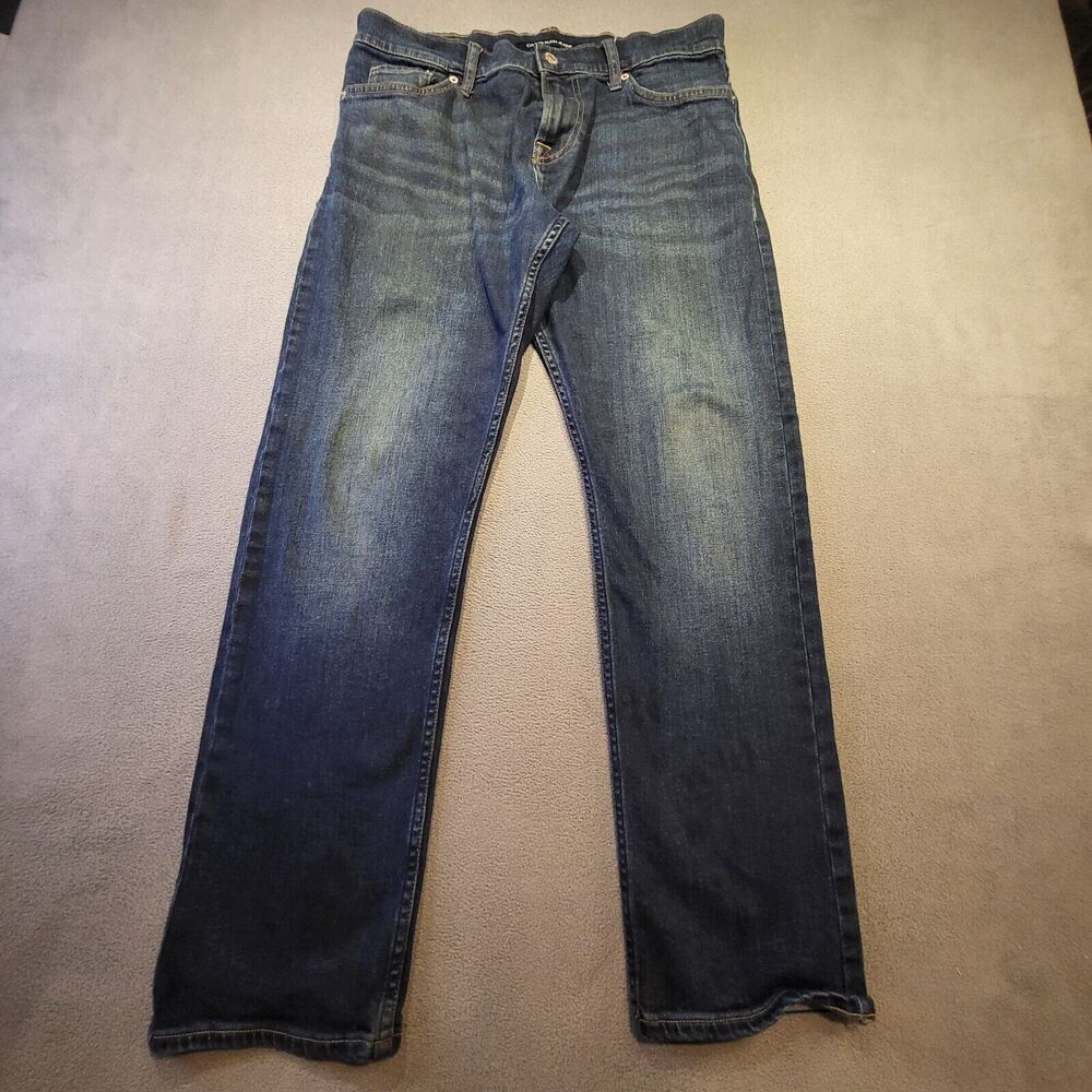 Calvin Klein Jeans Mens Size 32x29 Straight Leg Blue Distressed Denim Whiskered